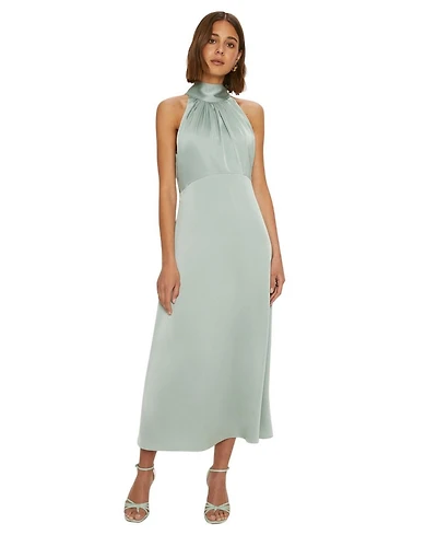 Oasis Women's Satin Halter Neck Midi Bridesmaid Dress