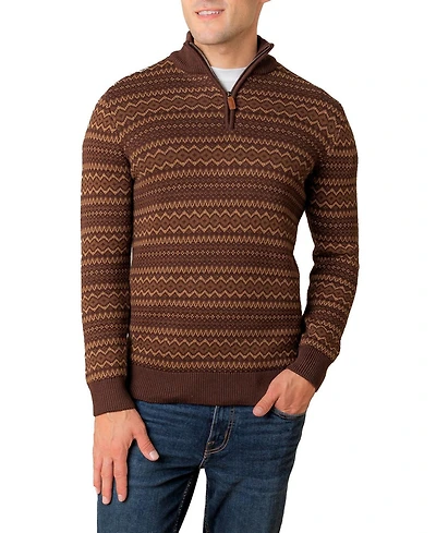 Hope & Henry Men's Organic Half Zip Intarsia Pullover Sweater