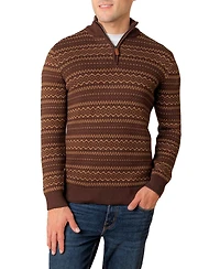 Hope & Henry Men's Organic Half Zip Intarsia Pullover Sweater