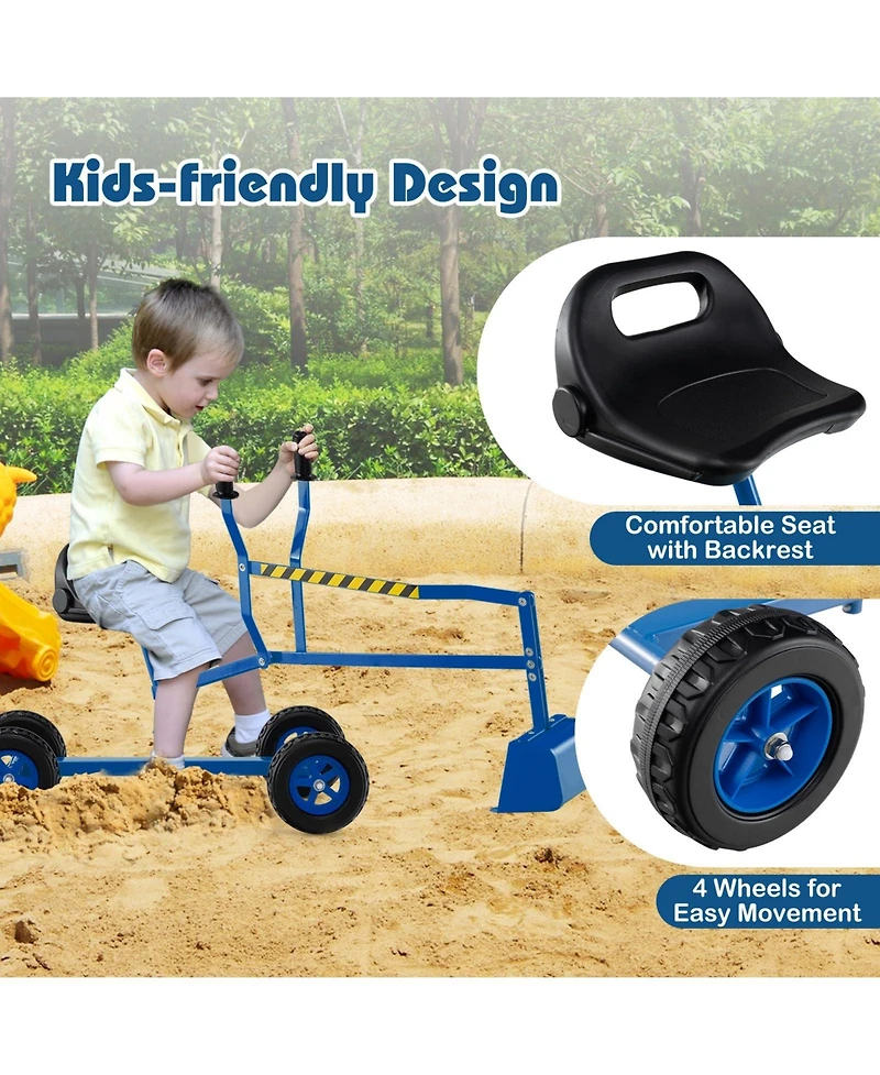 Sand Digger for Kids with 2-Handed Controls and Flexible Shovel