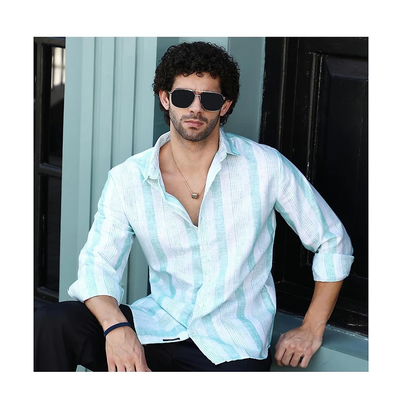Campus Sutra Men's Sky Blue Pincandy-Striped Regular Shirt