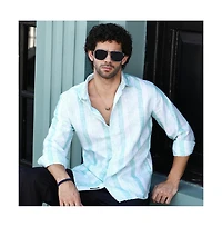 Campus Sutra Men's Sky Blue Pincandy-Striped Regular Shirt