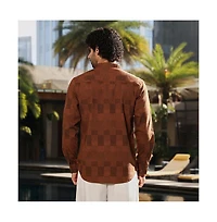 Campus Sutra Men's Russet Brown Mandarin Utility Shirt