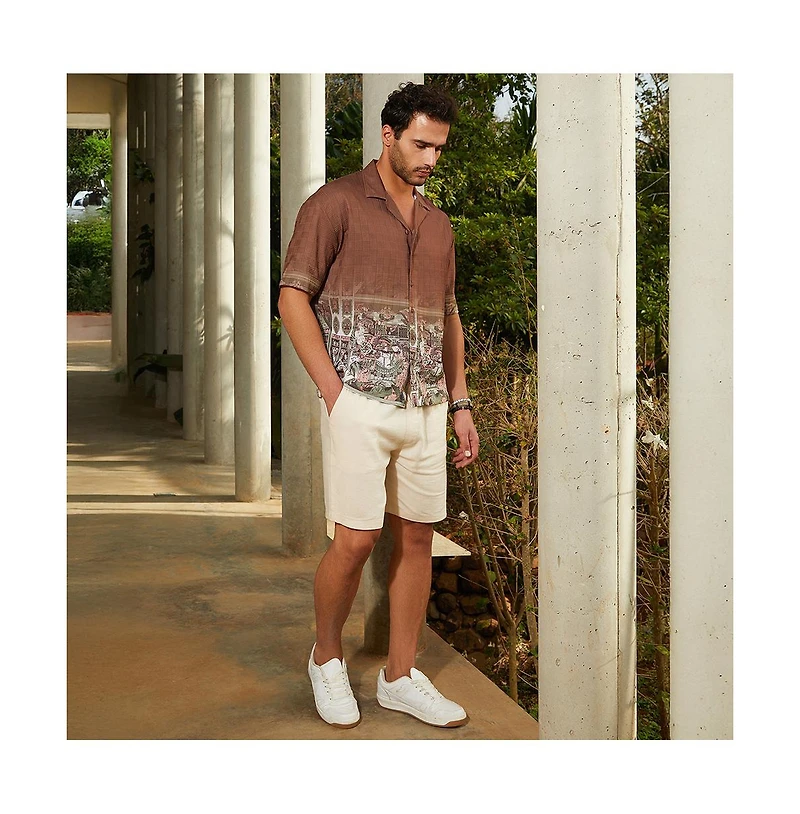 Campus Sutra Men's Ash Brown Indie-Ombre Oversized Shirt