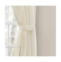 Ellis Curtain Shadow Stripe Tailored Curtain Panel Pair for Windows with Ties 80" x 45" Natural