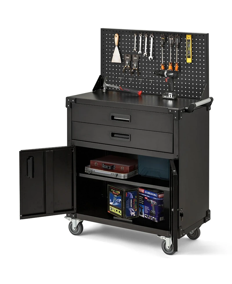 Aecojoy Work Bench for Garage with Pegboard Drawers