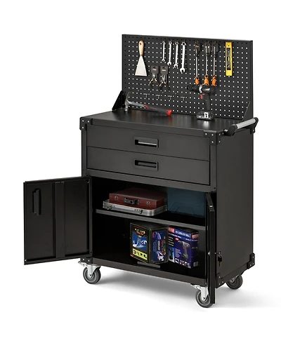 Aecojoy Work Bench for Garage with Pegboard Drawers