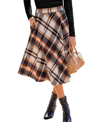 Cupshe Women's Primrose Plaid Midi Skirt