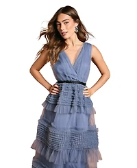 Coast Women's Sleeveless Mesh Wrap Top Maxi Dress