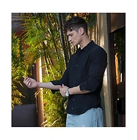 Campus Sutra Men's Midnight Black Breezy-Weave Shirt