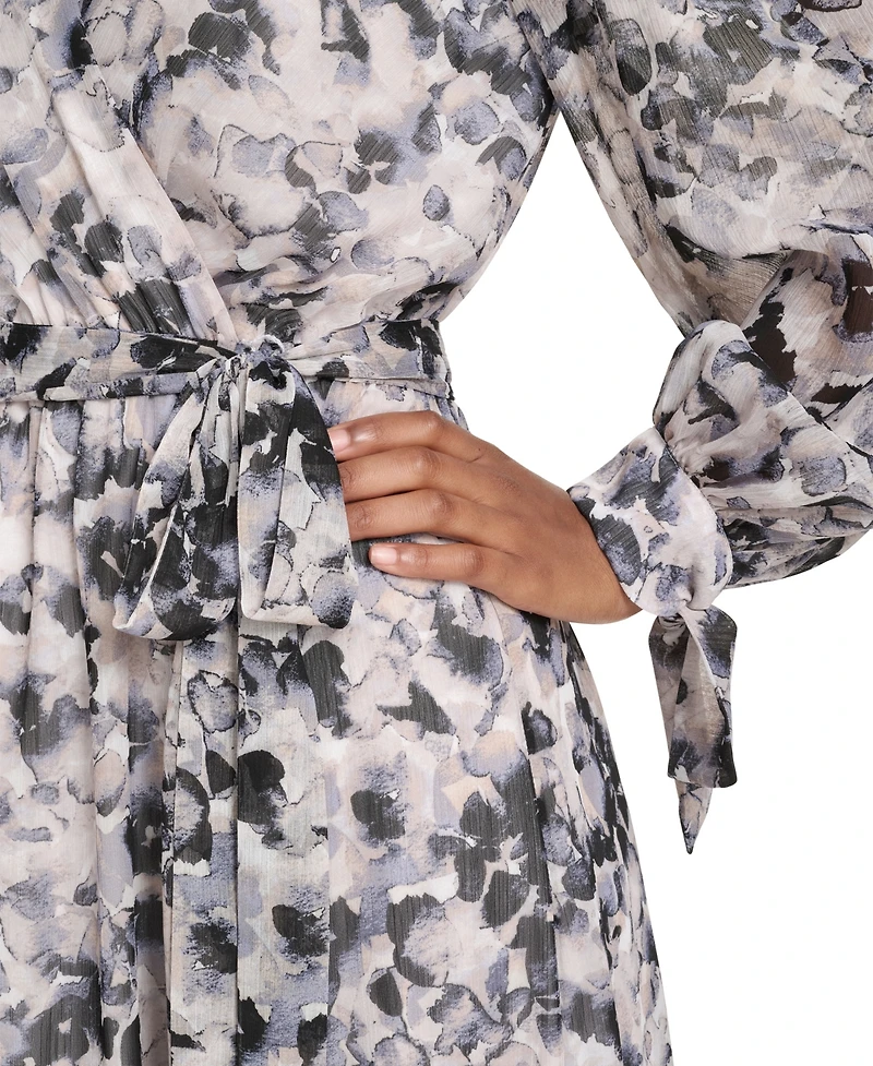 Calvin Klein Petite Floral Long-Sleeve Midi Dress