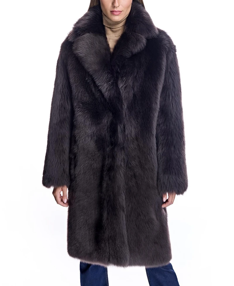 Julia & Stella by Maximilian Women's Reversible Shearling Lamb Teddy Coat
