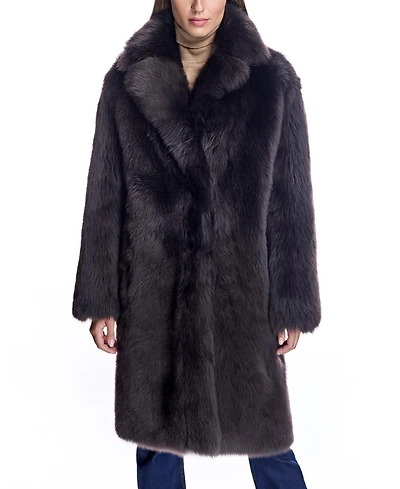 Julia & Stella by Maximilian Women's Reversible Shearling Lamb Teddy Coat