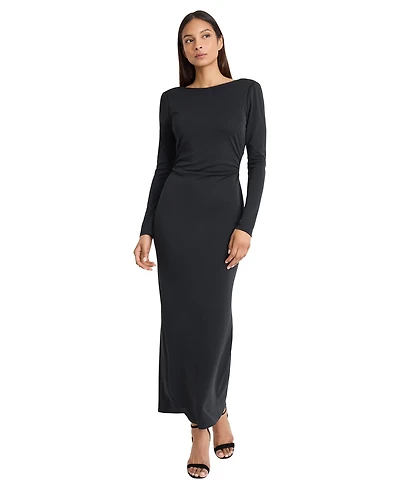 Donna Morgan Women's Boat Neck Long-Sleeve Maxi Dress