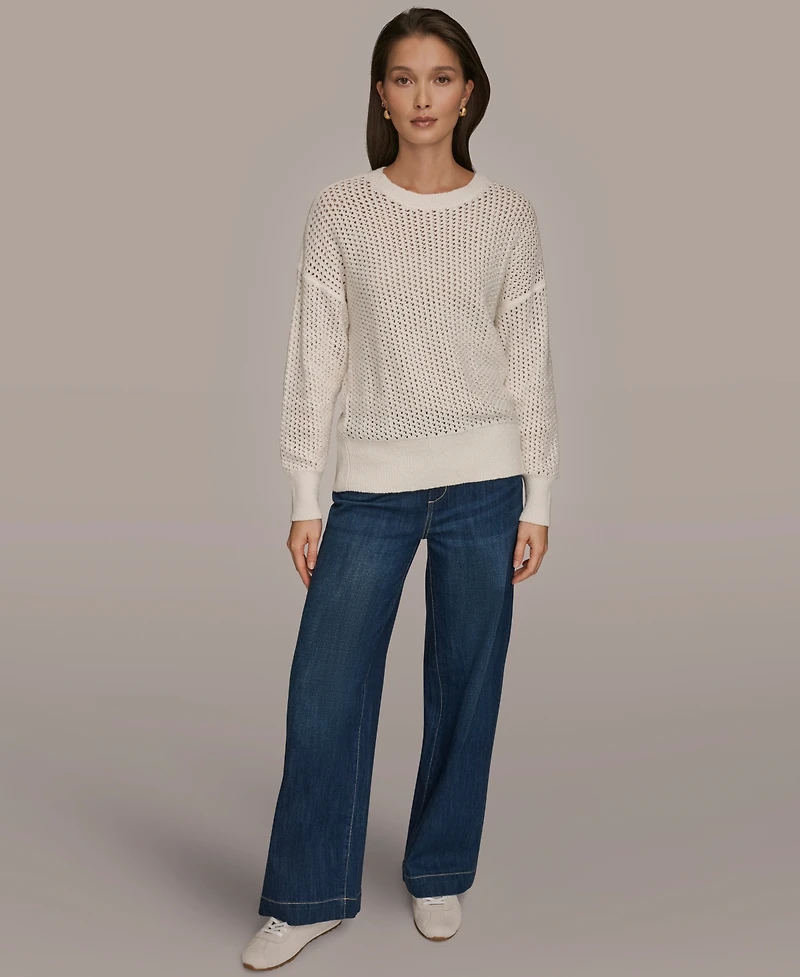 Donna Karan Weekend Women's Open Stitch Crewneck Sweater
