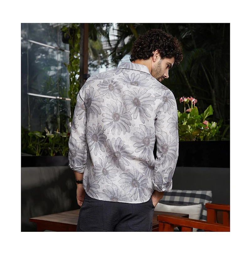 Campus Sutra Men's Coin Grey Gloomy Daisy Shirt