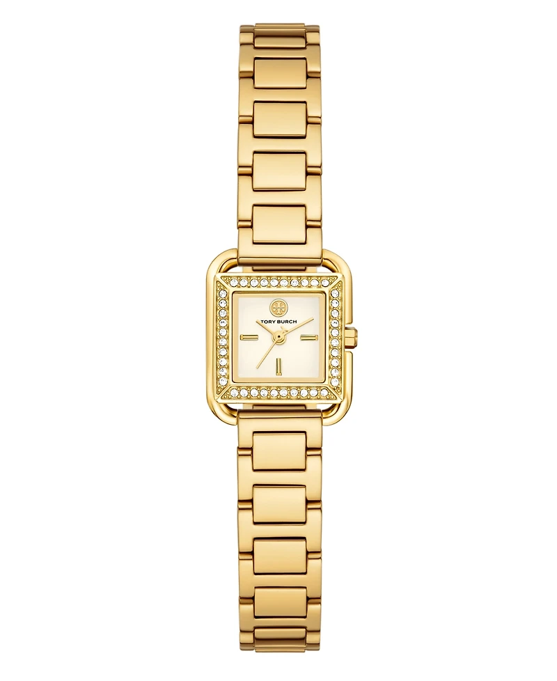 Tory Burch Women's The Kira Square Small Quartz Three-Hand Gold Stainless Steel, 19mm