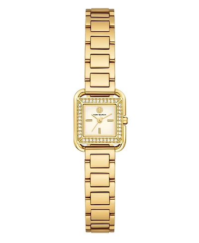 Tory Burch Women's The Kira Square Small Quartz Three-Hand Gold Stainless Steel, 19mm