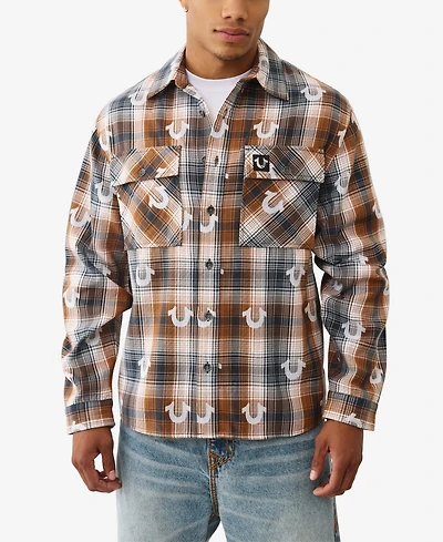 True Religion Men's Plaid Button Front Shirt