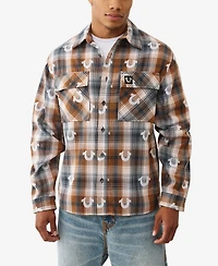 True Religion Men's Plaid Button Front Shirt