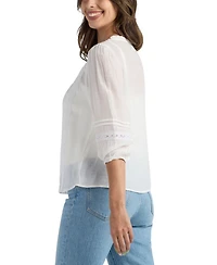 Bcx Juniors' Puff-Sleeve Tie Neck Top