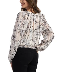 Bcx Juniors' Sheer Long-Sleeve Top