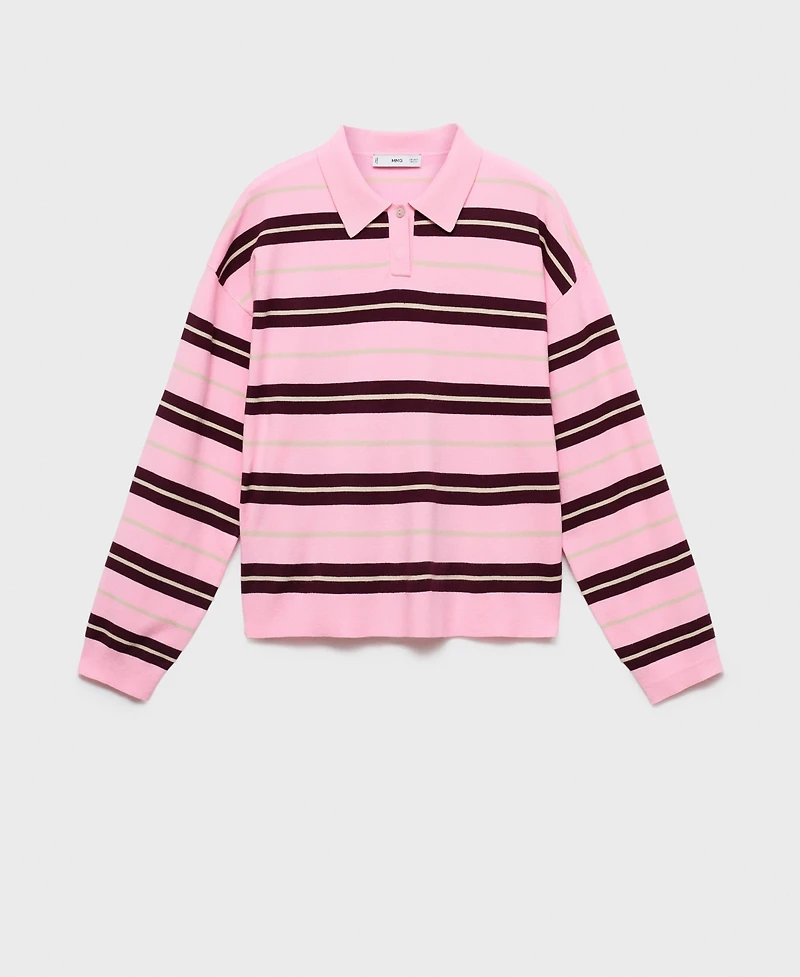 Mango Women's Striped Polo-Neck Sweater