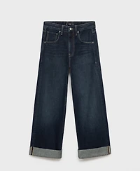 Mango Women's Turn-Up Hem Wide Leg Jeans