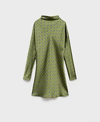 Mango Women's Perkins Collar Satin Printed Dress