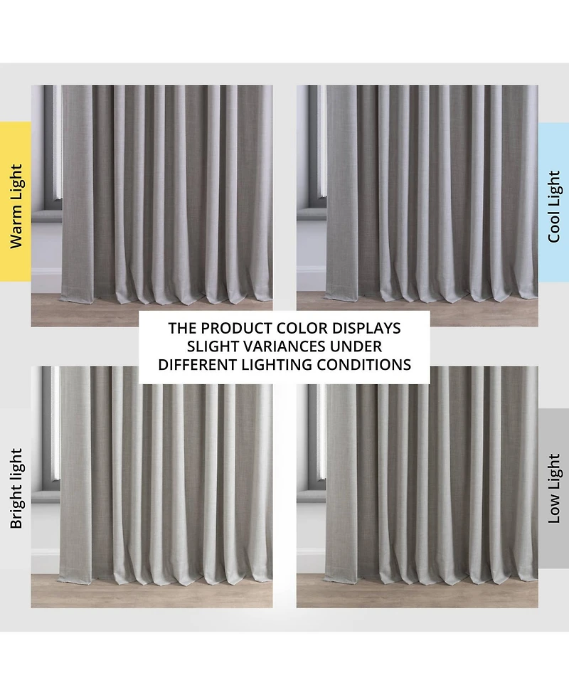 Half Price Drapes Dark Greige Extra Wide Performance Linen Hotel Blackout Curtain
