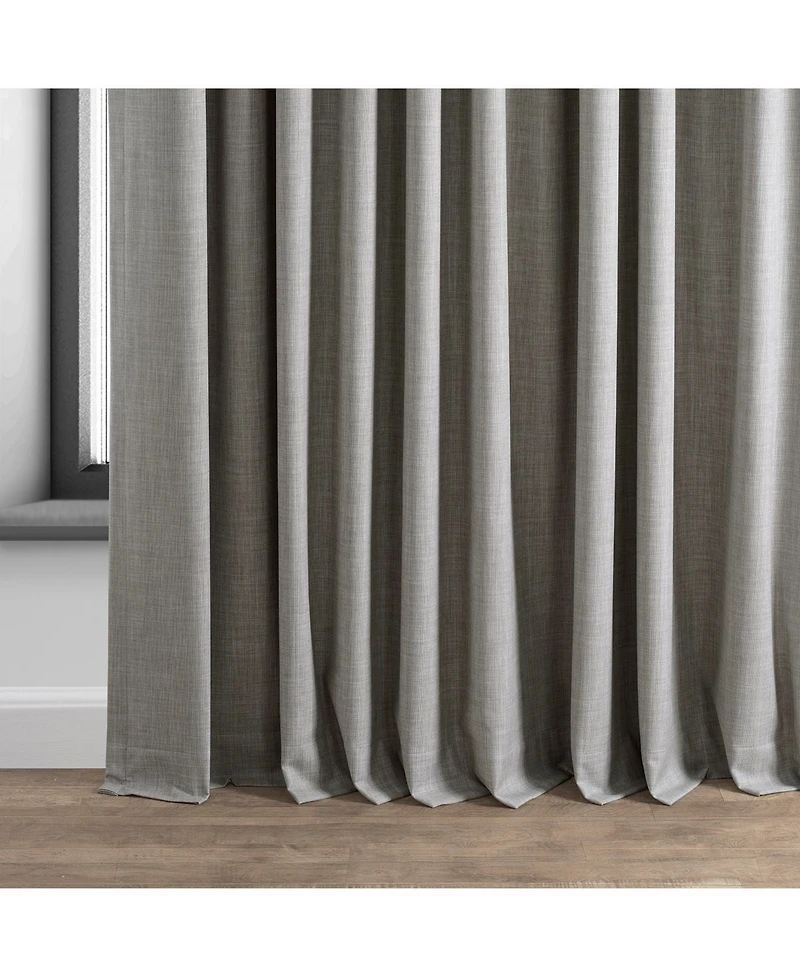 Half Price Drapes Dark Greige Extra Wide Performance Linen Hotel Blackout Curtain