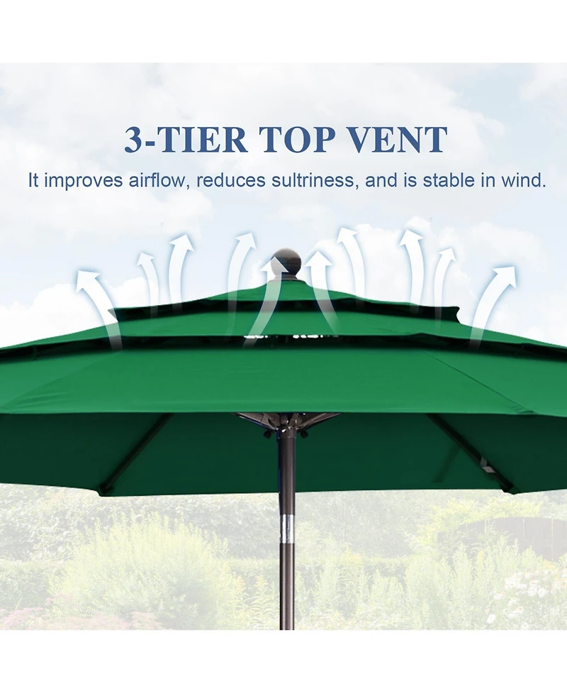Aoodor Garden Market Umbrella - 10 Ft x 8.3 Ft Outdoor Patio Umbrella Round