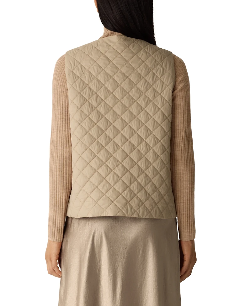 Eileen Fisher Women's V-Neck Quilted Sleeveless Vest