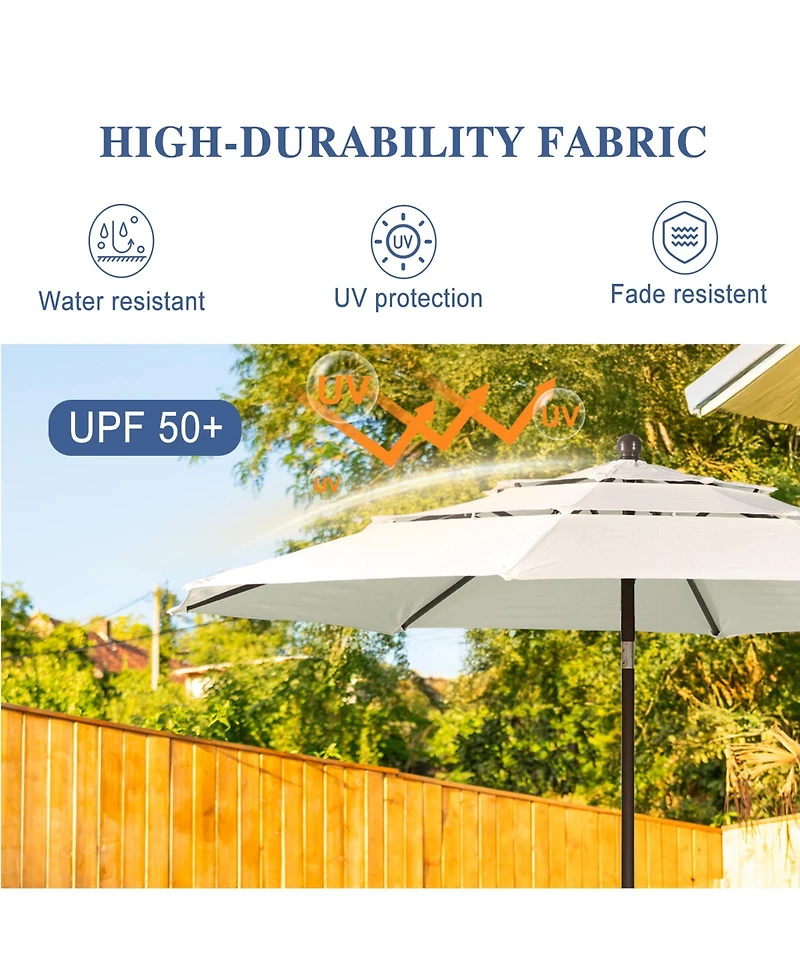 Aoodor Garden Market Umbrella - 10 Ft x 8.3 Outdoor Patio Round
