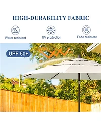 Aoodor Garden Market Umbrella - 10 Ft x 8.3 Outdoor Patio Round