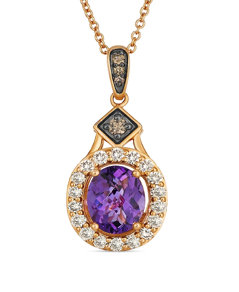 Le Vian Dark Amethyst (1.14 ct. t.w.), Nude Diamond (.31 ct. t.w.) and Chocolate Diamond Pendant Necklace (.05 ct. t.w.) in 14K Strawberry Gold