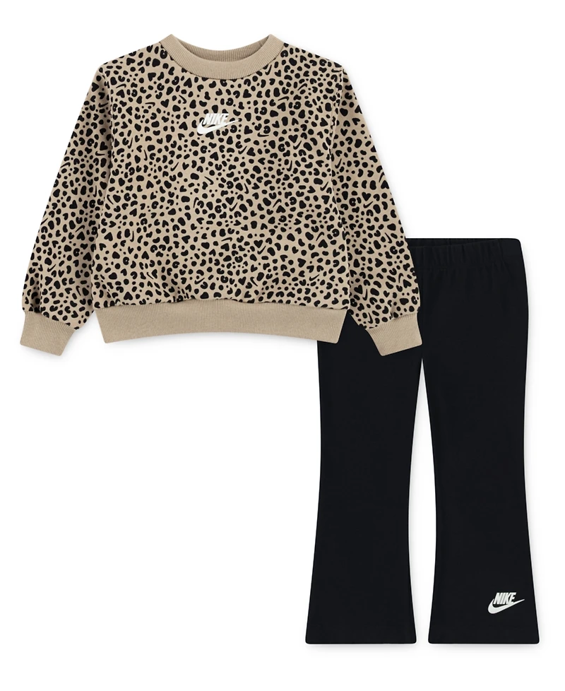Nike Toddlers & Little Girls 4T-6X 2-Piece Kick Flare Printed Top and Leggings Set
