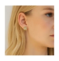Serena Halo Stud Earrings Gold & White Plated