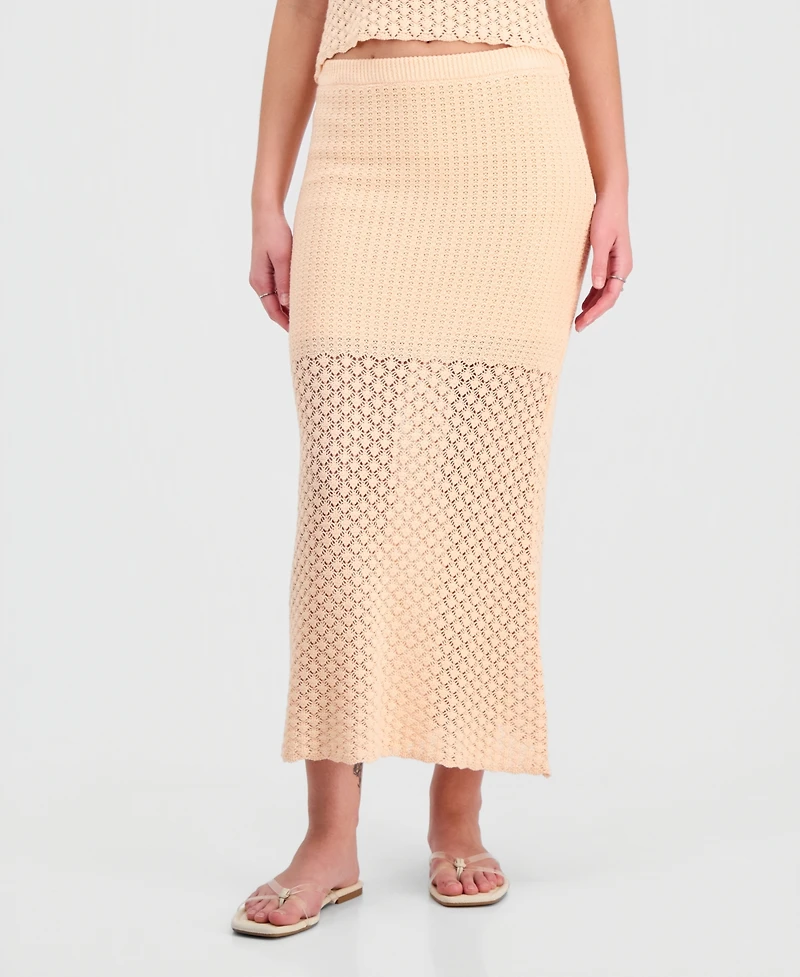 Hooked Up by Iot Juniors' Pull-On Crochet Maxi Skirt