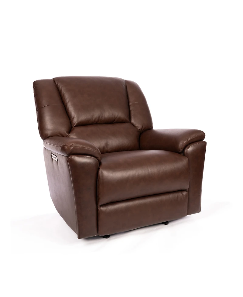 Flexsteel 44" Leather Preston Power Gliding Recliner with Power Headrest Lumbar