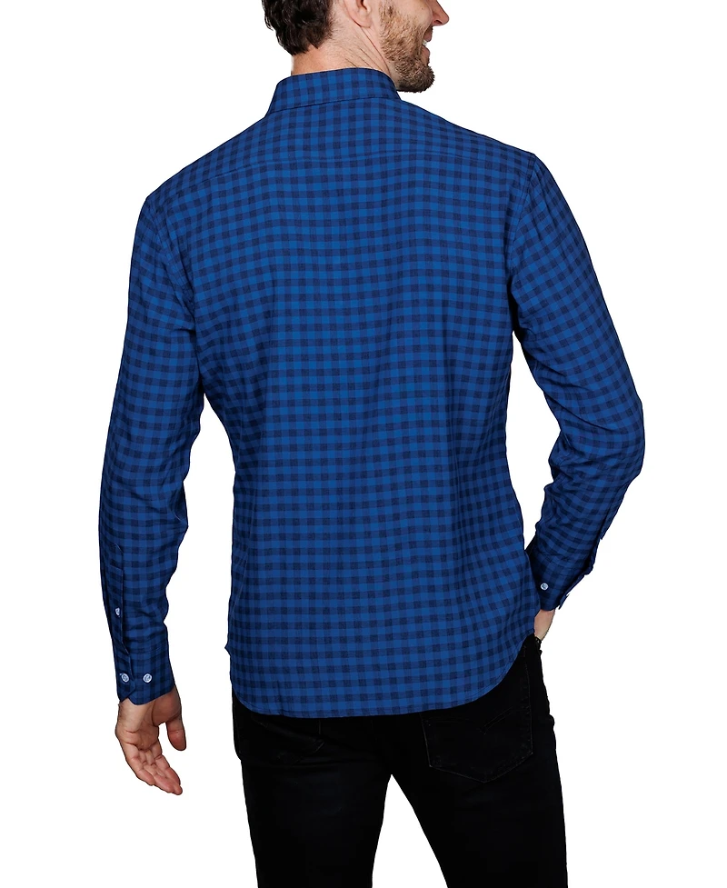 Tailorbyrd Men's Gingham Printed Performance Long Sleeve Shirt
