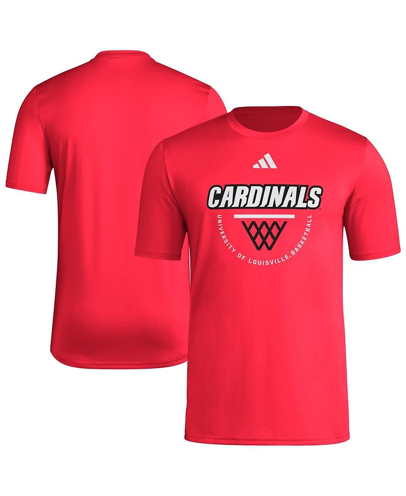 Adidas Men's Red Louisville Cardinals Basketball Practice Net Arch Pregame T-Shirt