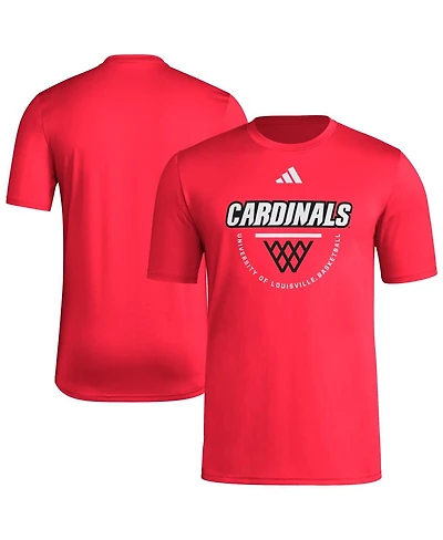 Adidas Men's Red Louisville Cardinals Basketball Practice Net Arch Pregame T-Shirt