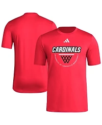 Adidas Men's Red Louisville Cardinals Basketball Practice Net Arch Pregame T-Shirt