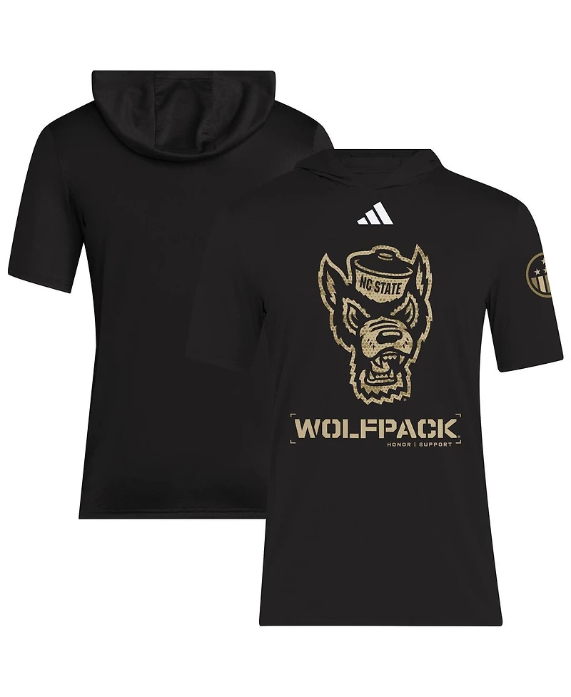 Adidas Men's Black Nc State Wolfpack 2025 Military Appreciation Aeroready Hooded T-Shirt