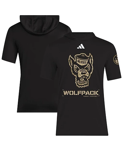 Adidas Men's Black Nc State Wolfpack 2025 Military Appreciation Aeroready Hooded T-Shirt