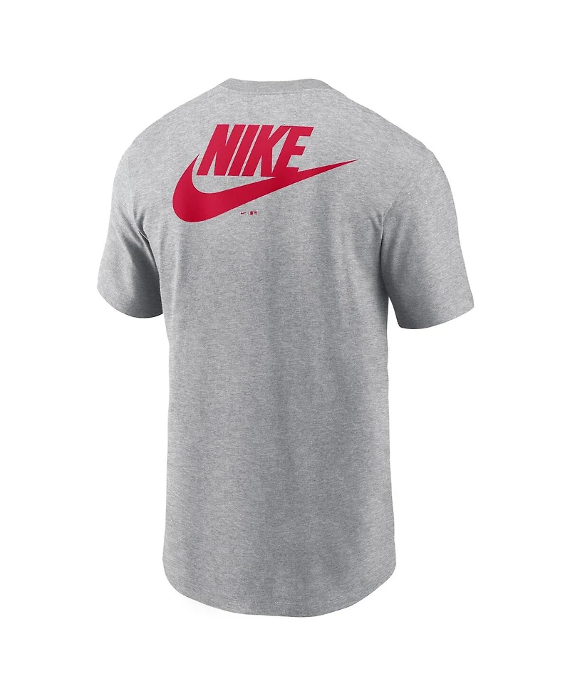 Nike Men's Heather Gray Cincinnati Reds Cooperstown Collection Large Logo 2-Hit T-Shirt