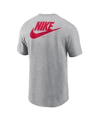 Nike Men's Heather Gray Cincinnati Reds Cooperstown Collection Large Logo 2-Hit T-Shirt