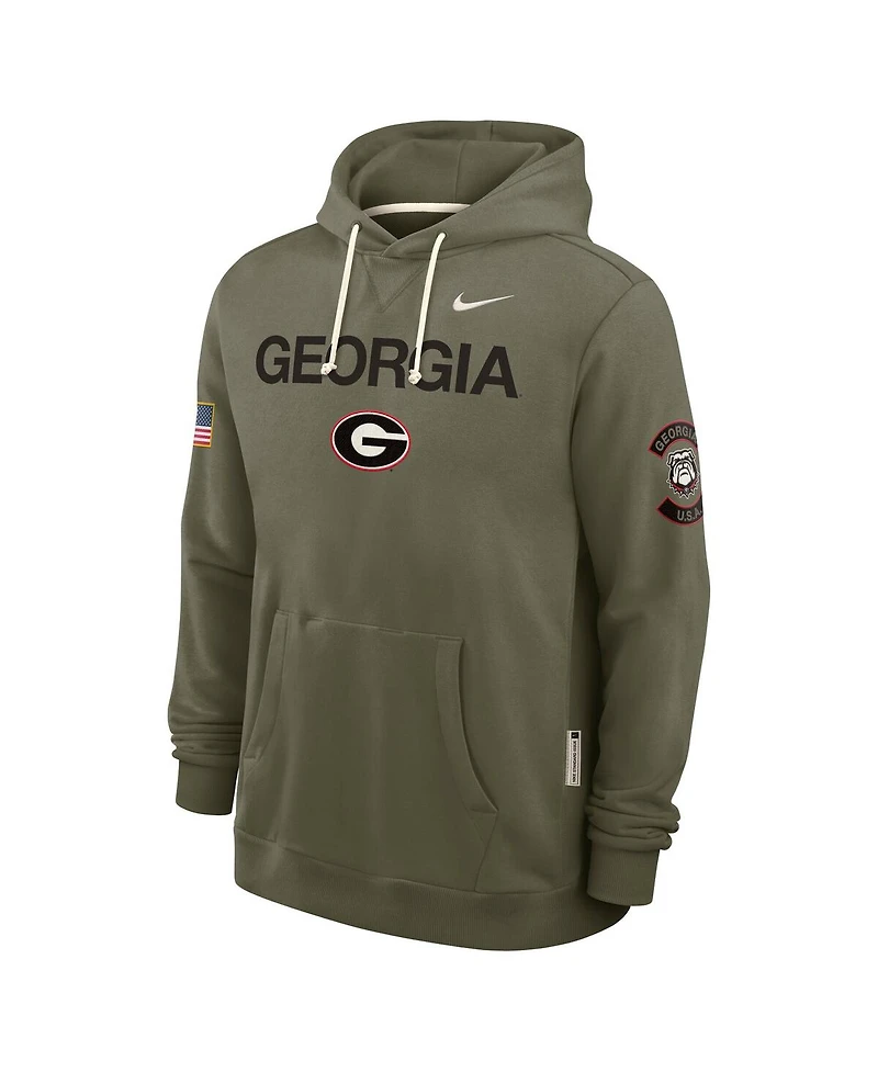 Nike Men's Olive Georgia Bulldogs 2025 Military Appreciation Dri-fit Hoodie