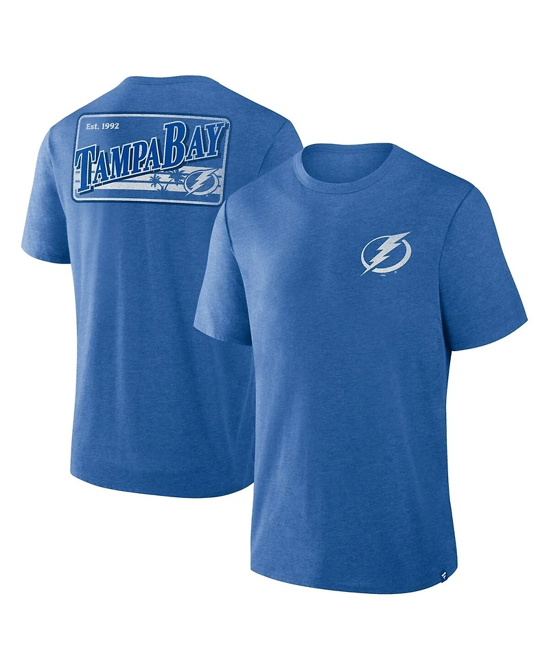 Fanatics Men's Heather Blue Tampa Bay Lightning Fan Lanes Tri-Blend T-Shirt